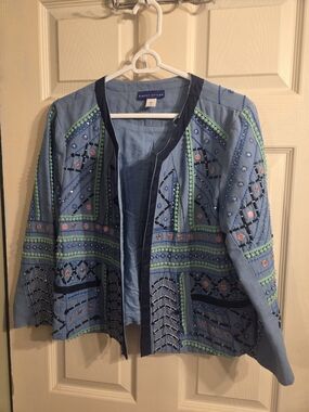 Embellished Light Blue Beaded Jacket
